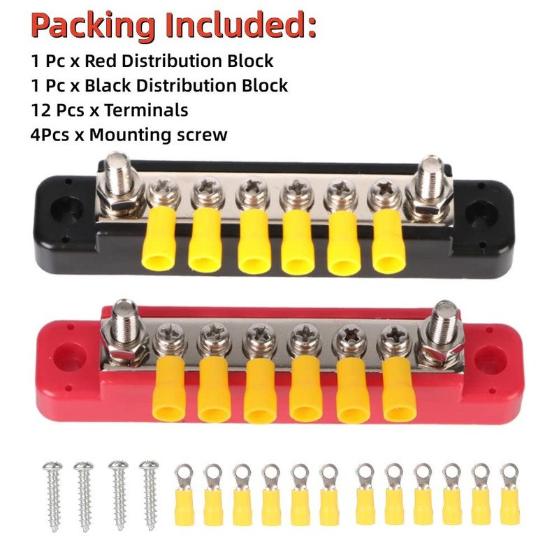 6 Bus Bar Terminals, 2 Pack 150A Distributor Block, DC