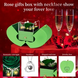 Lebana - Rosa real verde preservada, regalos de cumpleaños para mujeres, ella, mamá, esposa, novia, abuela, aniversario, Navidad, romántico, verde