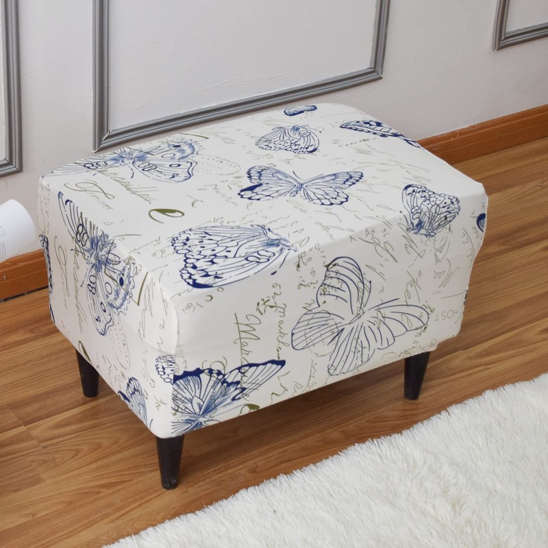 Eco-Ancheng Stretch Ottoman Cover Rectangular Storage Ottoman Slipcover Footrest Stool