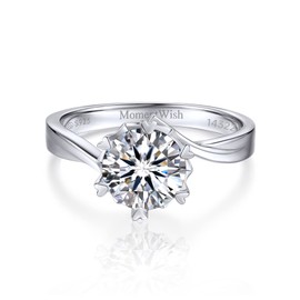 MomentWish Moissanite Ring, 1Carat Moissanite Engagement Ring, D Color VVS1 Simulated Diamond S925 Sterling Silver Snowflake Rings-Size5