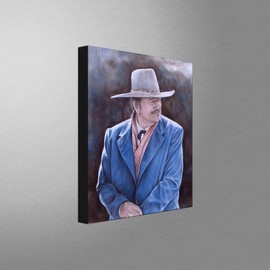 John Wayne - The Shootist Feb.1980 - Pastel Giclee Archival Canvas Print Wall Art Décor for Home & Office from Drawing and Painting by Artist Mike Bennett 9" x 12"