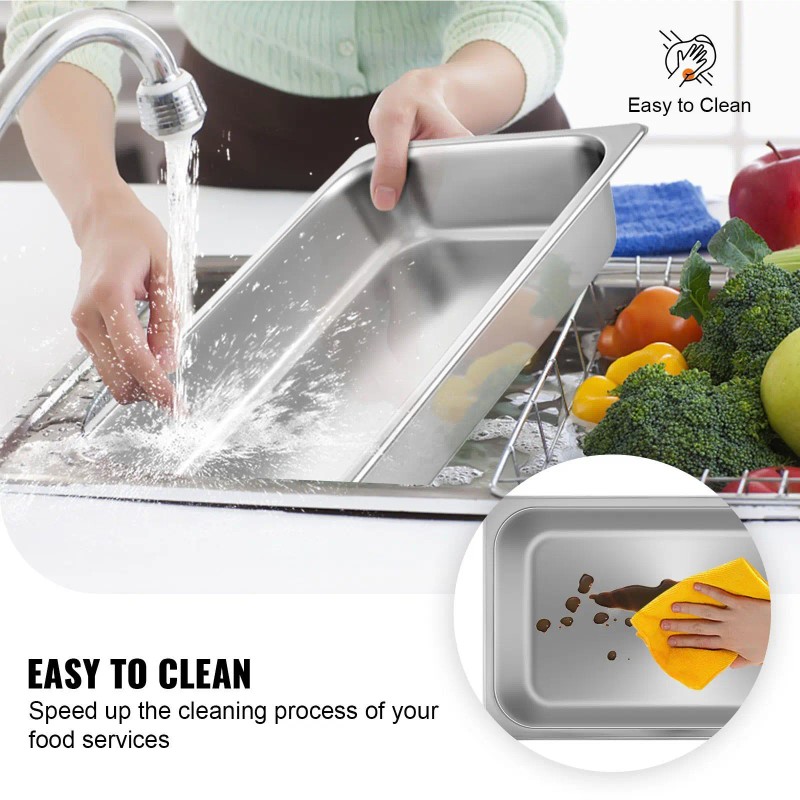 6 Pack 20x12x4 Inches Deep Stainless Steel Steam Table Pans