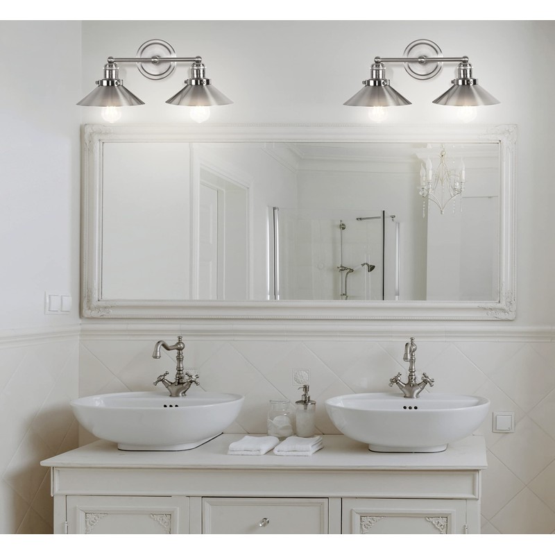 JONATHAN Y JYL7427B July 17.5" 2-Light Metal Shade Farmhouse Sconce