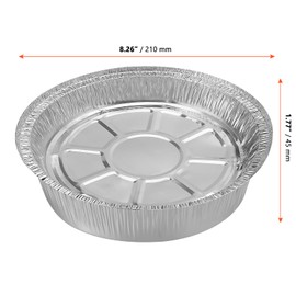 SINJEUN 40 Pack 8 Inch Round Aluminium Foil Trays, Tin Foil Pie Cases with Paper Lids, Aluminium Pie Pans Round Foil Pie Dishes for Pies, Flan, Quiche, Nachos, Roasting