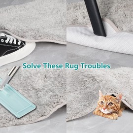 JIOL 8 Pairs Large Size Grippers for Rug, Non Slip Washable Rug Tape Grip Carpet Corner, Hook and Loop Rug Pads Non Curl Reusable Rug Stoppers Keep Your Area Rug Flat on Hardwood Floors and Tiles