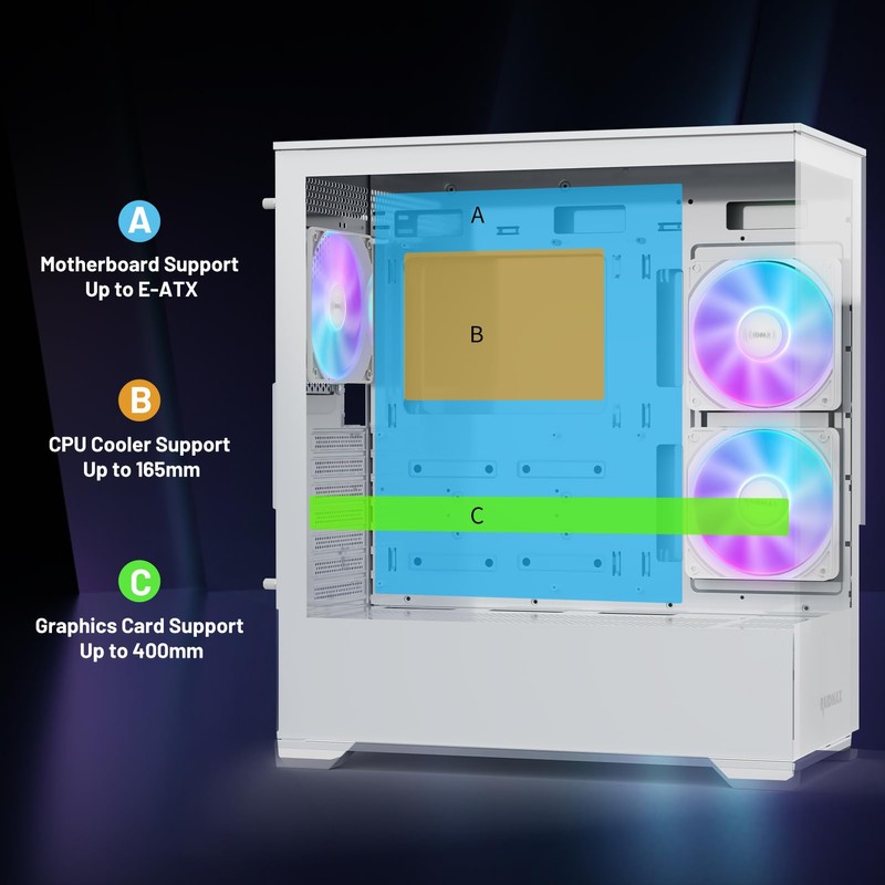 Raidmax i801 Tempered Glass Aqua View Case - Corner Structure-Free