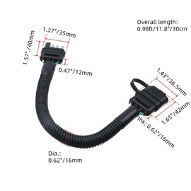 FarBoat 2 Pcs 4-Way Flat Female End Trailer Wiring Adapter Copper 4-Pin Vehicle Side Trailer Light Plug with Rubber Dust Cover, 18 AWG 12 Inch Wire Extension to Dual Output for Car Lights, Black