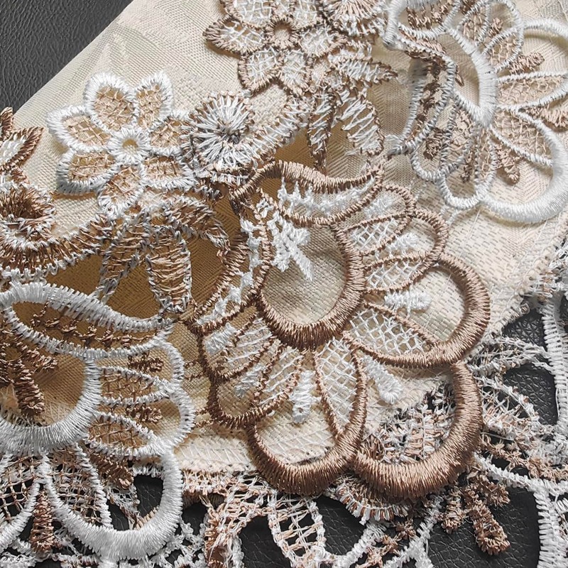 MULBESS Washable Square Tablecloth, Stain Resistant Damask Fabric Floral Lace
