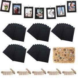 Hexizexi 50 Pcs 4x6 Inch Paper Photo Frames Black Cardboard Photo Frames
