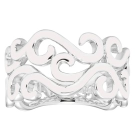 Boston Bay Diamonds .925 Sterling Silver Open Scrollwork 21mm Wide Band Fashion Ring- Size 9