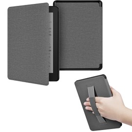 HGGWZWIF Funda para Kindle 11 Generacion (Versión 2024/2022, 6 Pulgadas) con Correa de Mano, Case con la Función Reposo/Activación Automática (Gris)