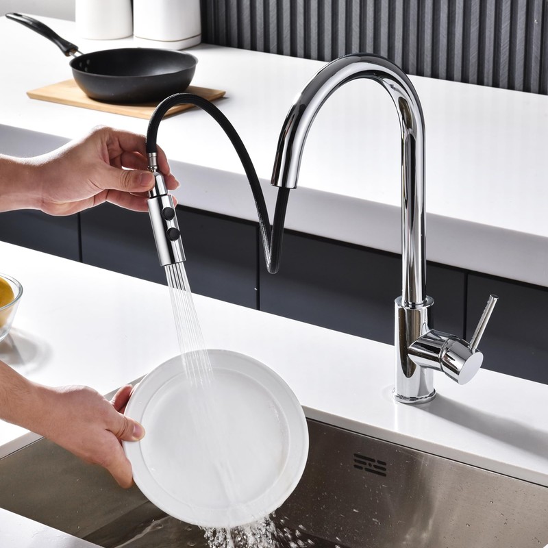 TIORIY Metal Kitchen Sink Faucet Head Replacement, Chrome Kitchen Faucet