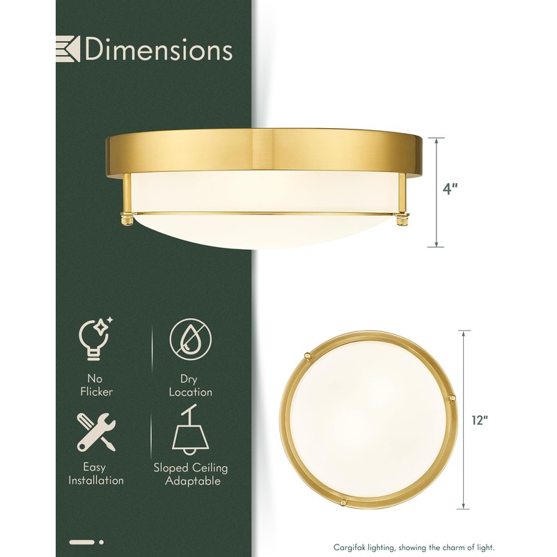 Cargifak 12 inch Flush Mount Light Fixture, 2-Light Modern Ceiling
