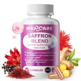 90mg Azafrán Puro Orgánico Saffron Blend 60 Capsulas Saffron Suplemento De Mezcla De Azafrán Para Mujeres Cápsulas De Azafrán, vitamina b6, Magnesio Y