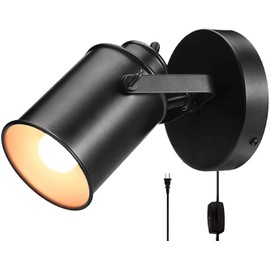 NOTOC Industrial Adjustable Retro Black, Plug-in Wall lamp, Rocker Wall Sconces with on/Off Switch for Bedroom Living Room loft bar Coffee Shop (Bronze)