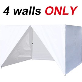 Eurmax USA Full Zippered Walls for 8x8 Easy Pop Up Canopy Tent,4 Walls ONLY(White)