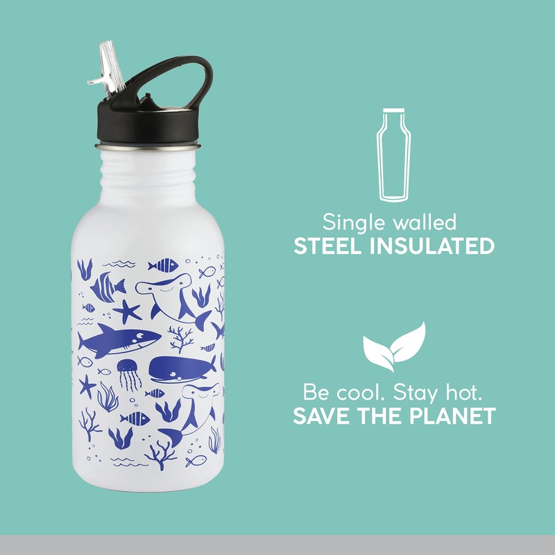 Typhoon Pure Steel Colour Changing Reusable Water Bottle With Sealife