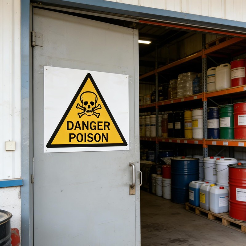 Danger Poison Warning Sign Stickers, 4 Inch, Skull and Crossbones