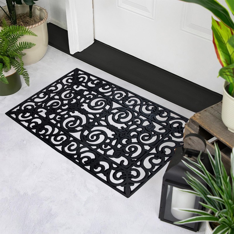 Northlight Scroll Design with Open Back Rectangular Welcome Door Mat
