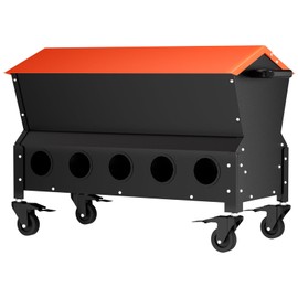 120 LB Automatic Chicken Feeder, Metal Poultry Feeder with Wheels