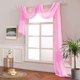Megachest TAILORED VOILE WINDOW SCARF PELMET (CANDY PINK, 56"X197"X1 Panel)