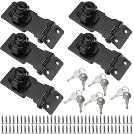MUKLEI 5 PCS 2.5 Inch Keyed Hasp Locks, Twist Knob Keyed Locking Hasp with Keys and Screws, Metal Safety Hasp Latches Cabinet Knob Lock for Small Doors, Cabinets, Boxes, Matte Black