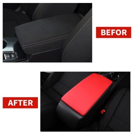 BOLTRY Center Console Armrest Box Cover for Honda Civic 2025 2022 2023 2024 Panel Trim Waterproof Anti-Scratch Leather Protector Decoration Cover Interior Accessories (Black Leather + red Leather)