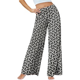 Arolina Women's Stretchy Wide Leg Palazzo Lounge Pants Casual Comfy High Waist Palazzo Pants Black White