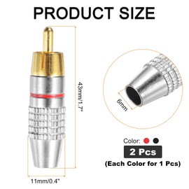 sourcing map RCA to Speaker Wire Connector, 270RCA Solderless Male Plug Gold Plated Stereo Audio Connector Adapter Jack Plug RCA Converter Black Panel Mount 2pcs