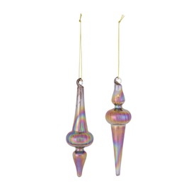 Melrose 12 Count Purple and Bronze Iridescent Glass Christmas Finial Drop Ornaments 6"