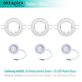 Oktaplex lighting Set of 3 LED Recessed Spotlights Sedan with LED Module 4.8 W 3000 K 230 V 380 lm Warm White 110° Spot White Hole Size 60 mm