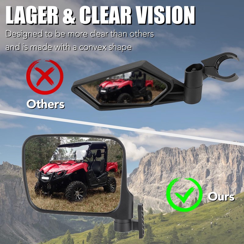 Side Mirrors and Center Rear View Mirror Kit for Yamaha