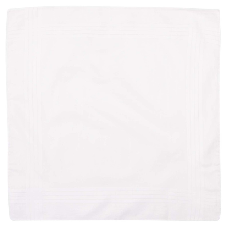 Perry Ellis 12 Pack Handkerchief (Permanent Press White with Satin