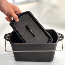 Voulosimi Cast Iron Loaf Oven Pan - Rectangular Baking Pan for home baking (1 PCS, 4.33"x4.92"x8.66")