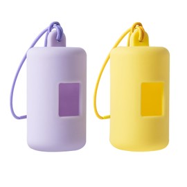 SLSON Dog Poop Bag Holder, Soft Plastic Dog Poop Bags Holder Leash Attachment Portable Dispenser for Travel, Walking, Park and Outdoor, Pet Walking Accessory 2 Pack