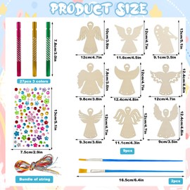 Christmas Decoration - 9 Pieces Wind Chime Craft Set Children, DIY Wooden Angel Wind Chime, Christmas Wind Chime Set Children Learning Toy DIY Handmade Colourful Christmas Decorations Hanging
