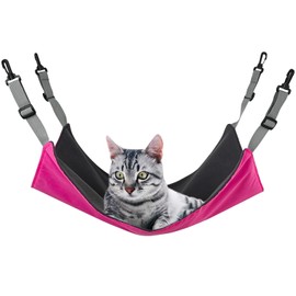 Cat Hammock, 3 Sizes x Reversible, For Cages, For Summer and Winter, Adjustable Length (Pink, S Size 13.8 x 13.8 inches (35 x 35 cm))