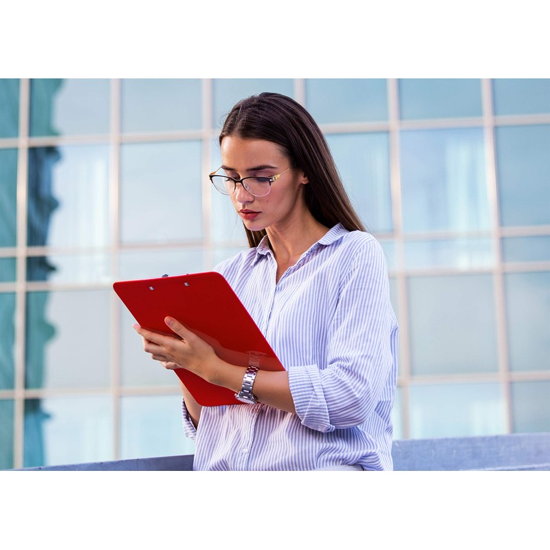 Better Office Products Red Plastic Clipboards, 12 Pack, Durable, 12.5