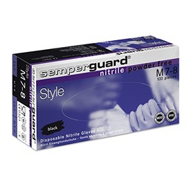 Semperguard Nitrile Disposable Gloves Style, m, Black
