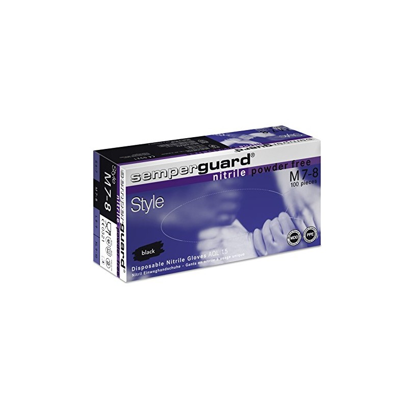 Semperguard Nitrile Disposable Gloves Style, m, Black