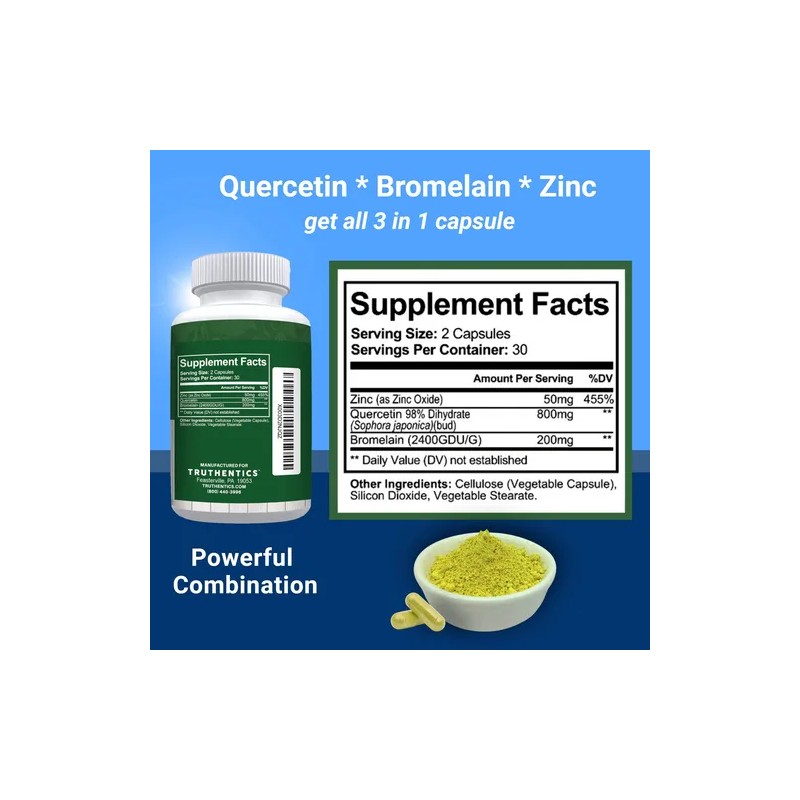 Quercetina Con Bromelina Y Zinc 60 Cápsulas Truthentics