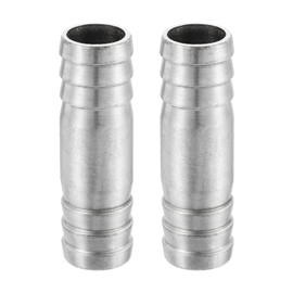 sourcing map 2Pcs 17x55mm Hose Barb Equal Pipe Fitting, 304 Stainless Steel Pipe Adapter Connection Fitting for Vacuum Systems, Industrial Connections, Pneumatic Equipment, Silver