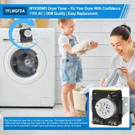W10185981 Dryer Timer, WPW10185981 Dryer Timer Compatible with Whirlpool, Maytag, Kenmore, Crosley, Amana, Replacement 418-095-20-B5, PS11749830, AP6016540,1481704,115VAC 60HZ, 2-Year Warranty.