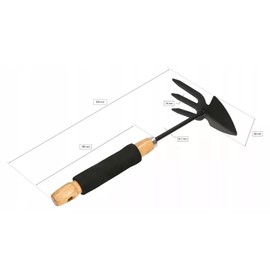 Garden Hand Claw Hoe, 30.5 cm Steel Head with Wooden Handle, Black