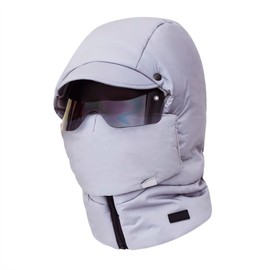 4 in 1 Waterproof Ski Cap with Detachable Mask Ear Warmer Anti-fog Goggles for Men Women Winter Warm Full Cover Balaclava Windproof Cycling Hat Trapper Winter Hat Outdoor One-piece Scarf Earflap