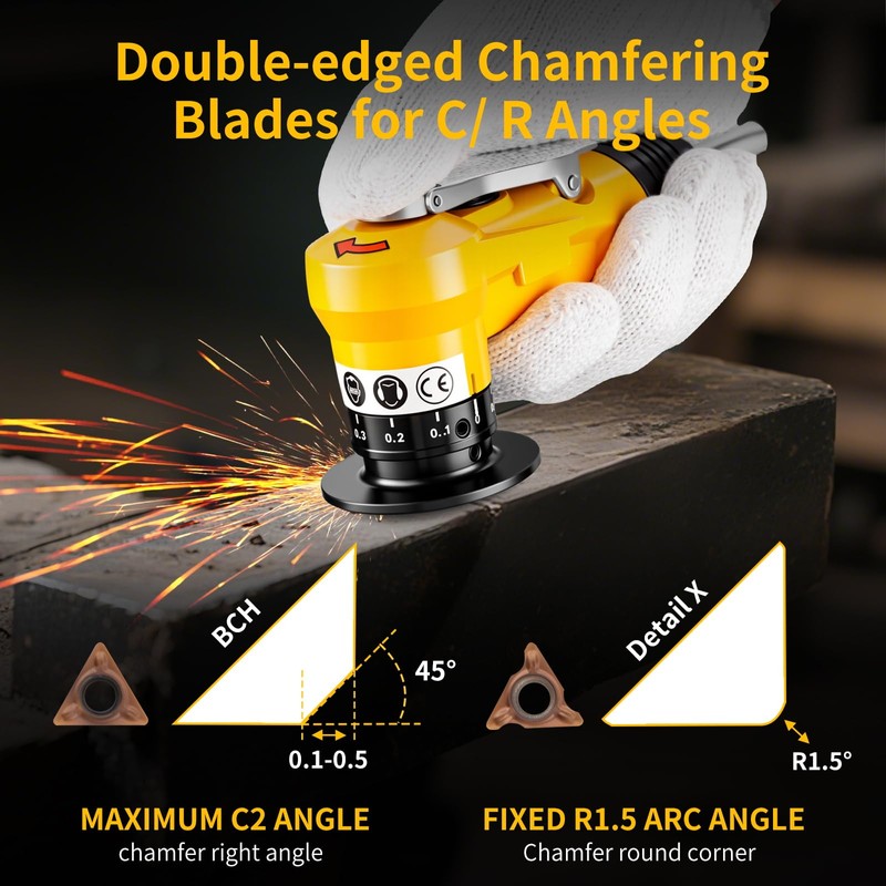 Pneumatic Chamfering Tool, 30000 RPM Air Chamfer Tool with 6