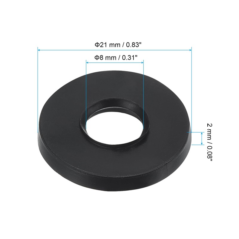 PATIKIL M8 Rubber Flat Washer, 8 Pack 8mm ID 21mm