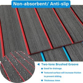 HZCHIONE EVA Foam Non-Slip Boat Decking Flooring 94x45, Faux Teak Boat Marine Carpet Boat Floor Self-Adhesive Foam Boat Floor Mat Rolls Sheet for Motorboat RV Yacht Kayak Sea Deck Helm Pad