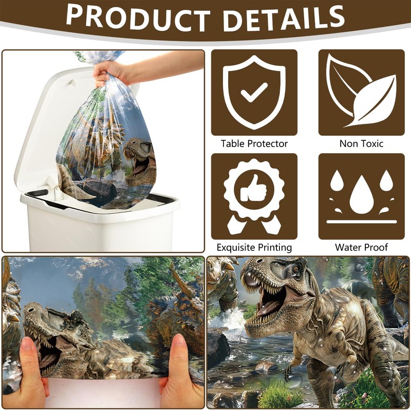 FuenteOrilla 4 Pcs Dinosaur Tablecloths Dinosaur Party Table Covers Waterproof