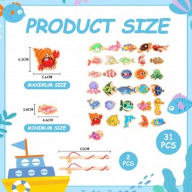 CHROMACRAFT 1 Satz Angelspiele Und 4 Bonusaufkleber, Kreatives Spielzeug, Magnetisches Holzspielzeug, Kinderspielzeug, Lustiges Spielzeug